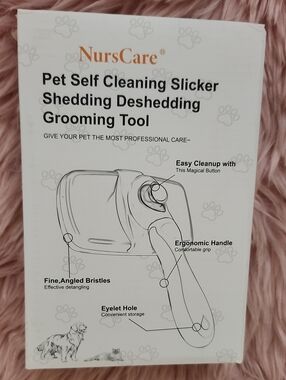 Brand New NURSCARE PET SELF-CLEANING SLICKER DESHEDDING GROOMING TOOL